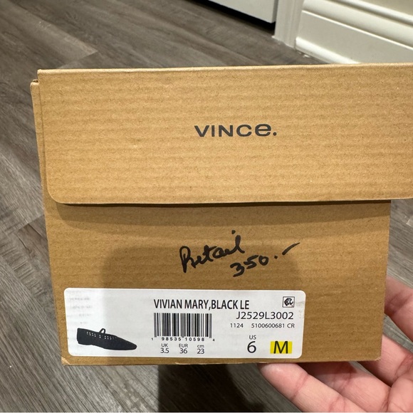 Vince Vivian Mary Jane Black Leather Crochet Ballerina Flats - Picture 16 of 16